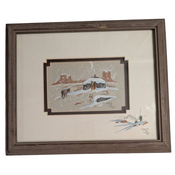 Framed W T Zivic Signed Painting Navajo Winter 1990 Vintage Western Scene Monume - Picture 7 of 13
